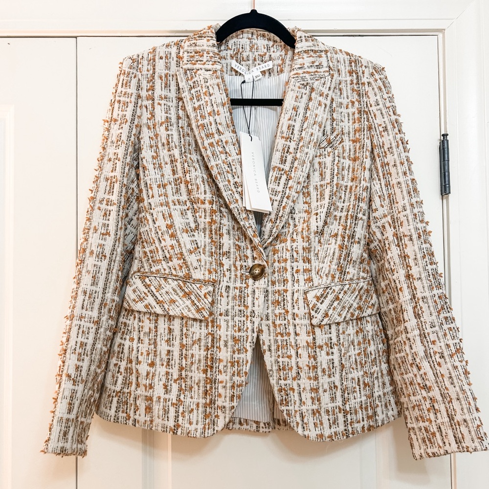 NWT Veronica Beard Dickey Cutaway Tweed Blazer